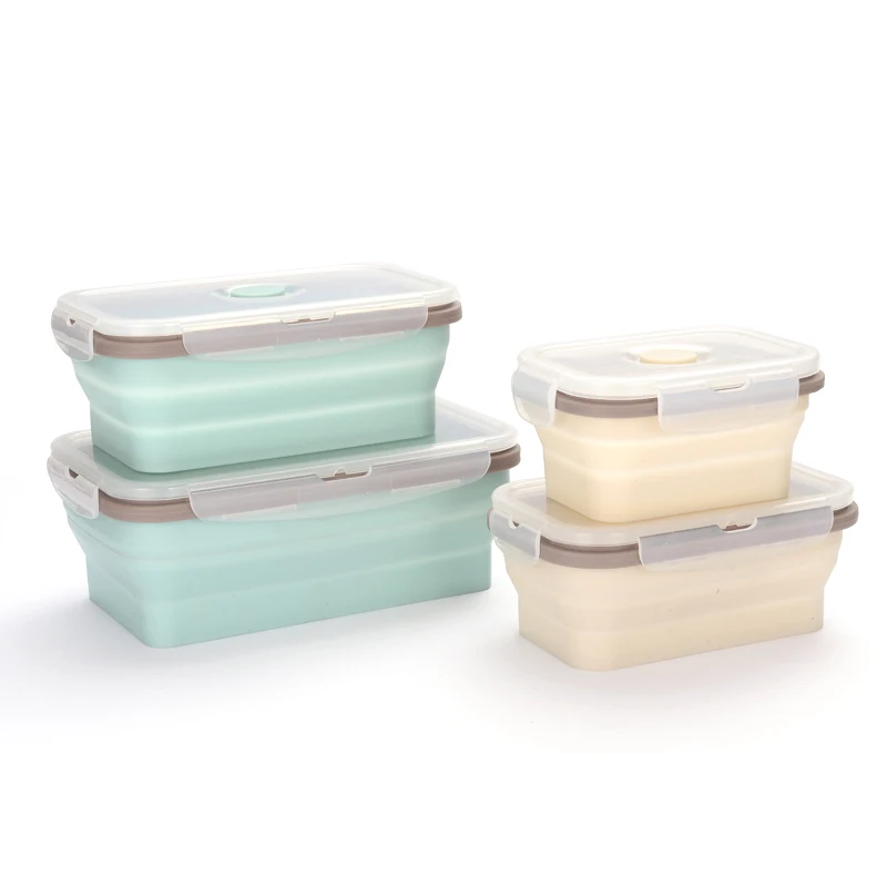 
Silicone food storage container Collapsible Lunch Bento Box with Dishwasher and Freezer Safe 