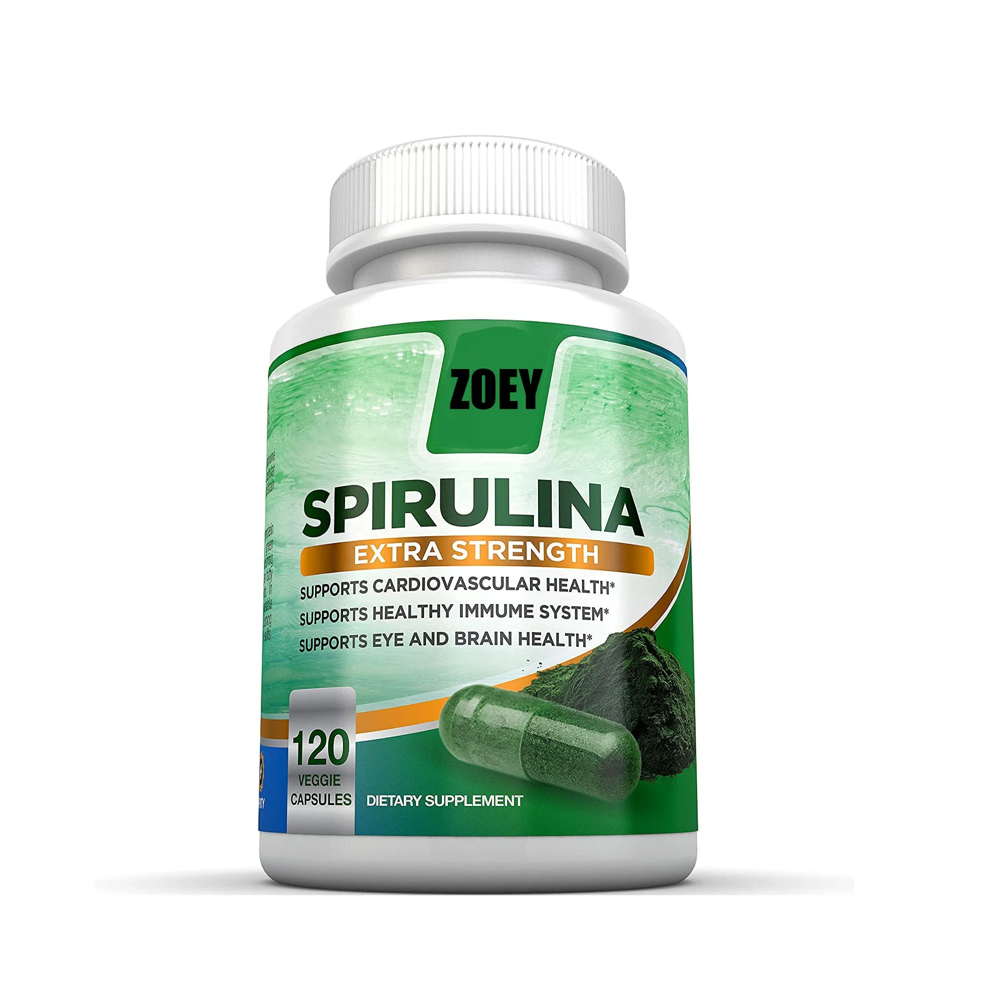 Zoey Spirulina капсулы максимальной прочности премиум качества Спирулина суперпищевой порошок Легко глотать овощные Целлюлозные