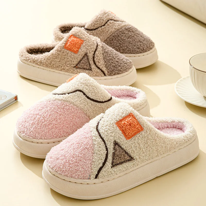 Cotton slippers lovers thick bottom cartoon cute cotton shoes home warm plush moon furry women winter wholesale