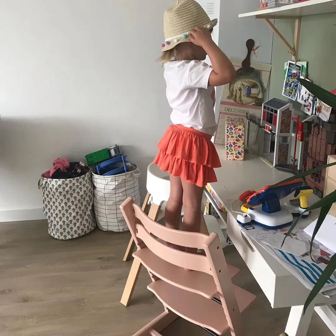 
INS style solid wood kids furniture dining chair multi-function adjustable chair 
