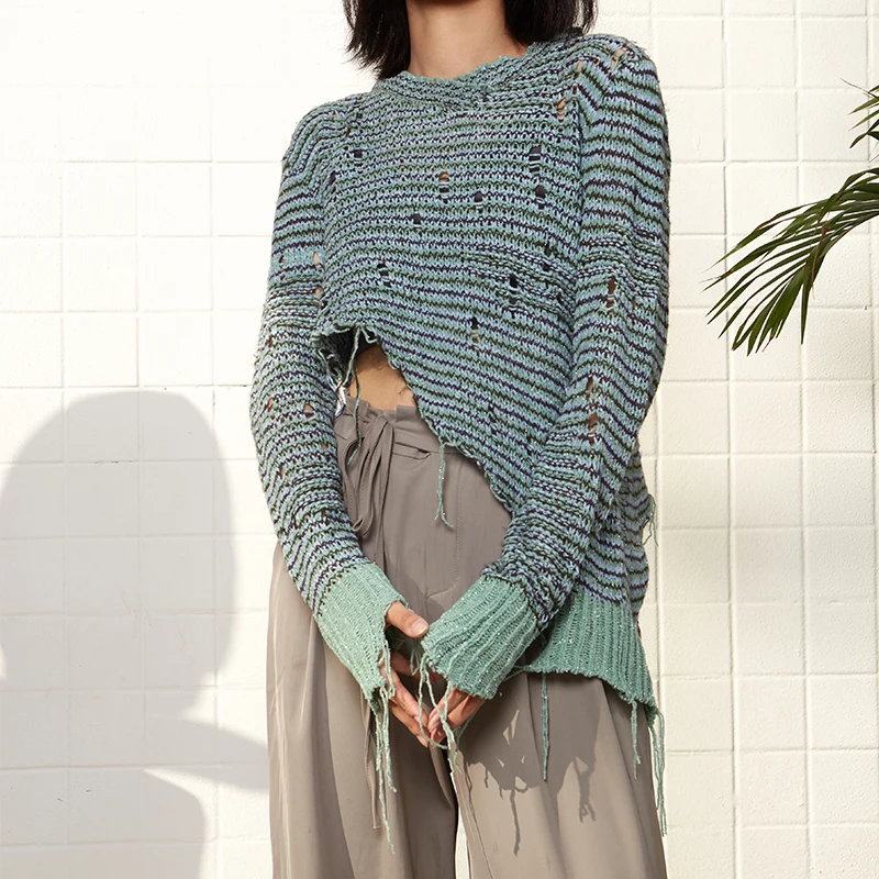 
Amazon Supplier 2021 Women Spring Sweater Fashion Long Sleeve Knitted Round Neck Women Sweater Ladies Spring Sweater 