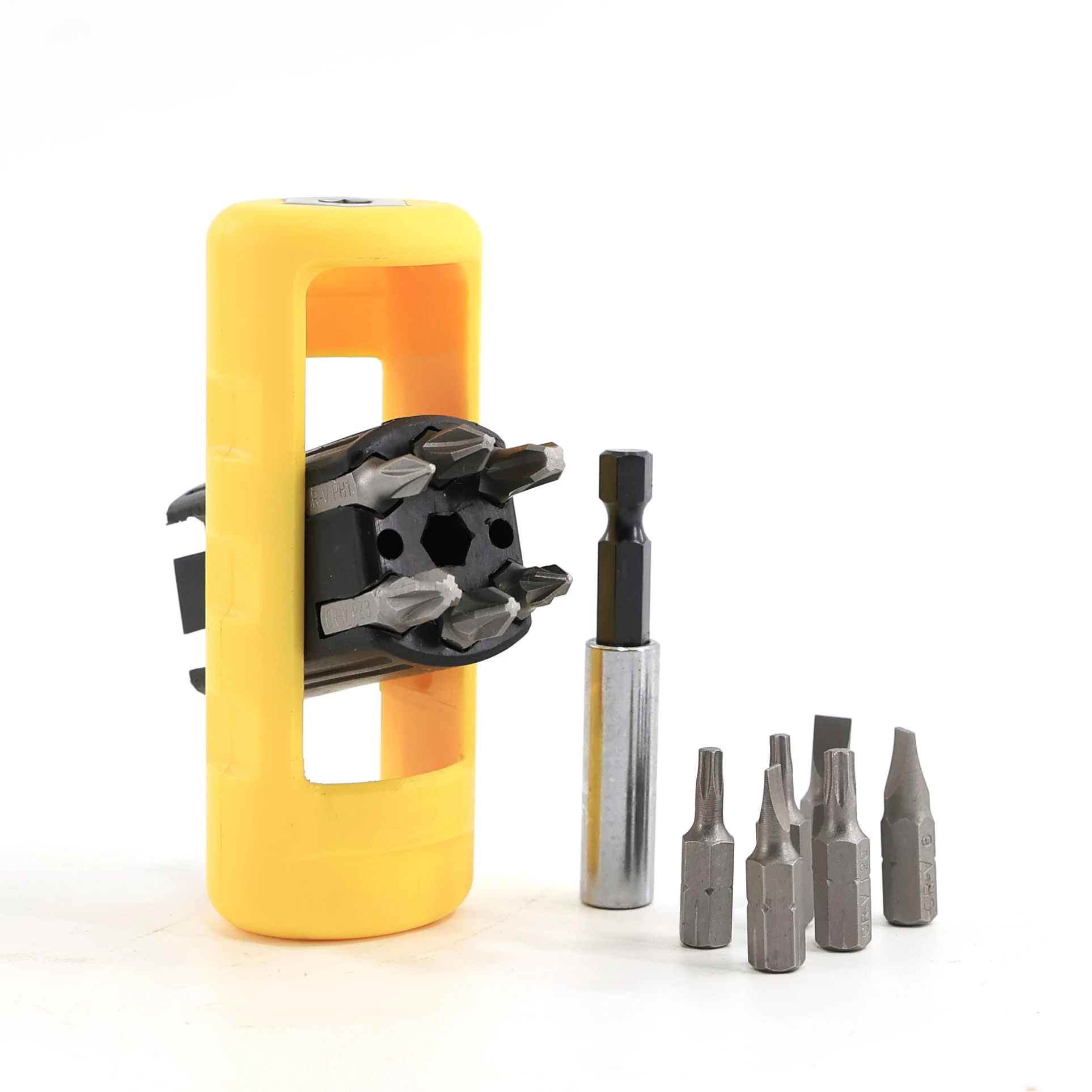 Portable 12 in 1 bits set CRV screw driver 25mm T10 T15 T20 bits kit yellow screwdriver set