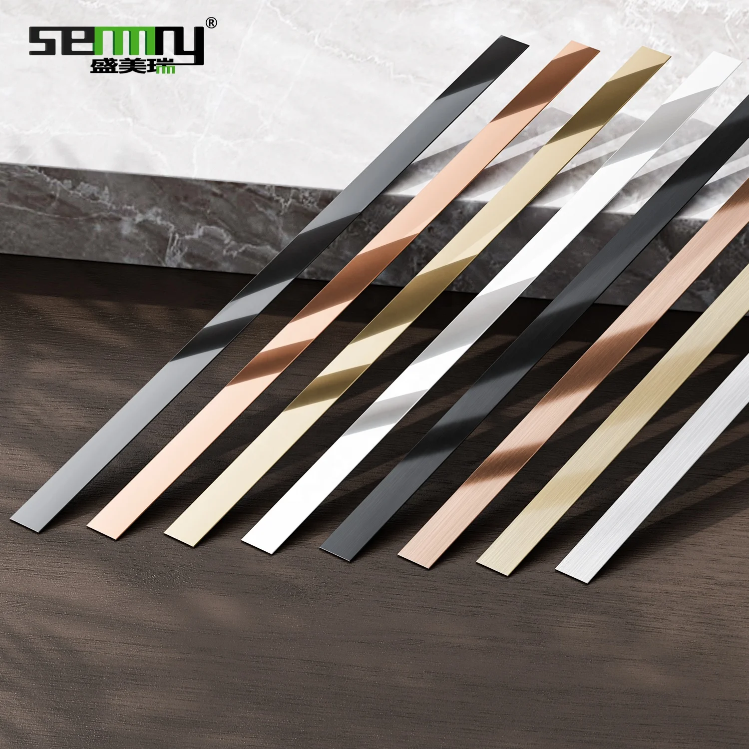 Stainless Steel flat Shape Tile Trim Bathroom Ceramic Tile Profile Tile trims for engineered renovation projects