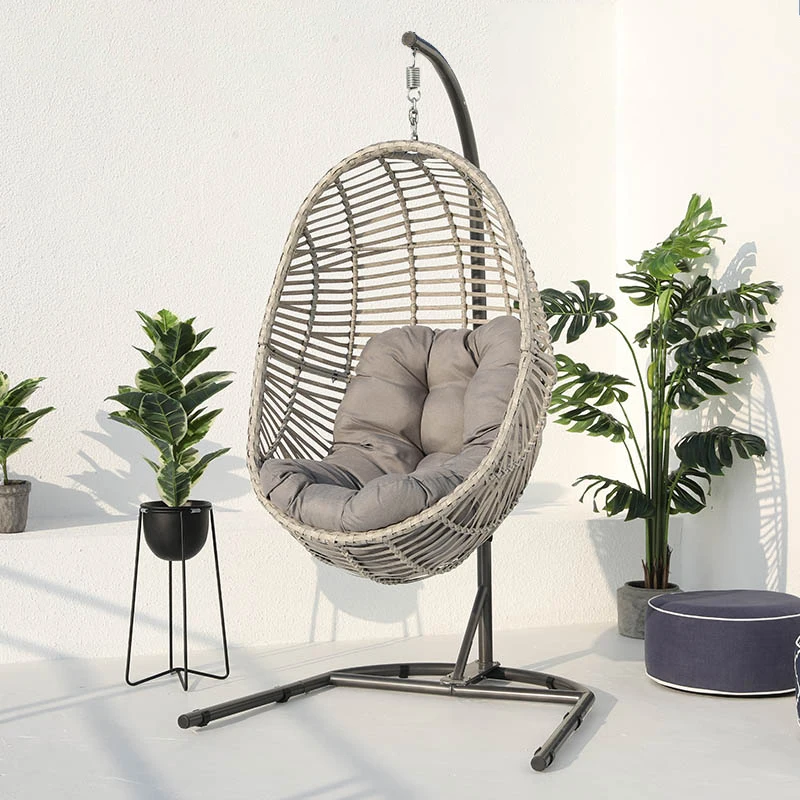 Outdoor Wicker Garden Adult Swing Seat, Outdoor Swing Chair Hanging Egg, Cheap Metal Round Hanging Egg Chair