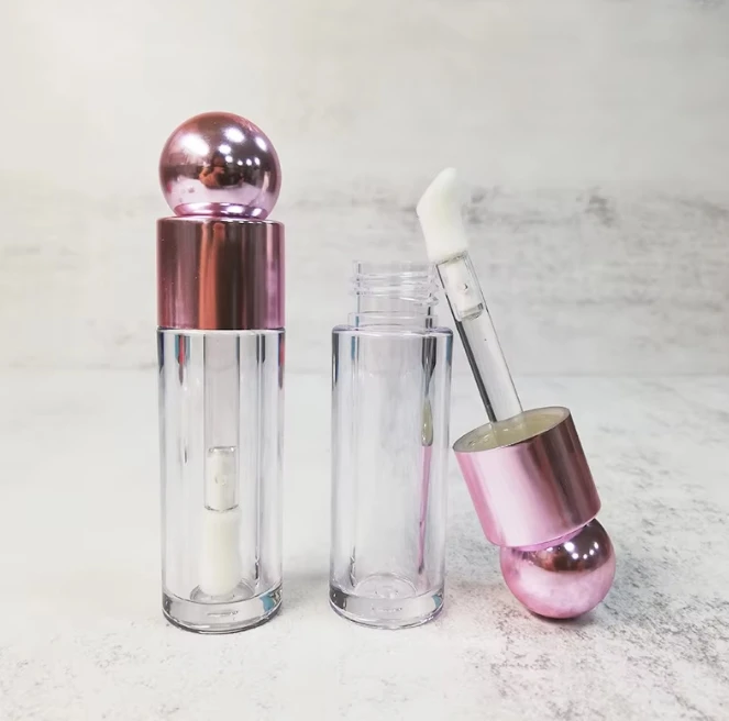 Factory 4.8ml Ball Shaped Top Lipgloss Tubes Custom Logo With Box Liquid Lipstick Lip Plumper Oil Lip Gloss Tube Empty