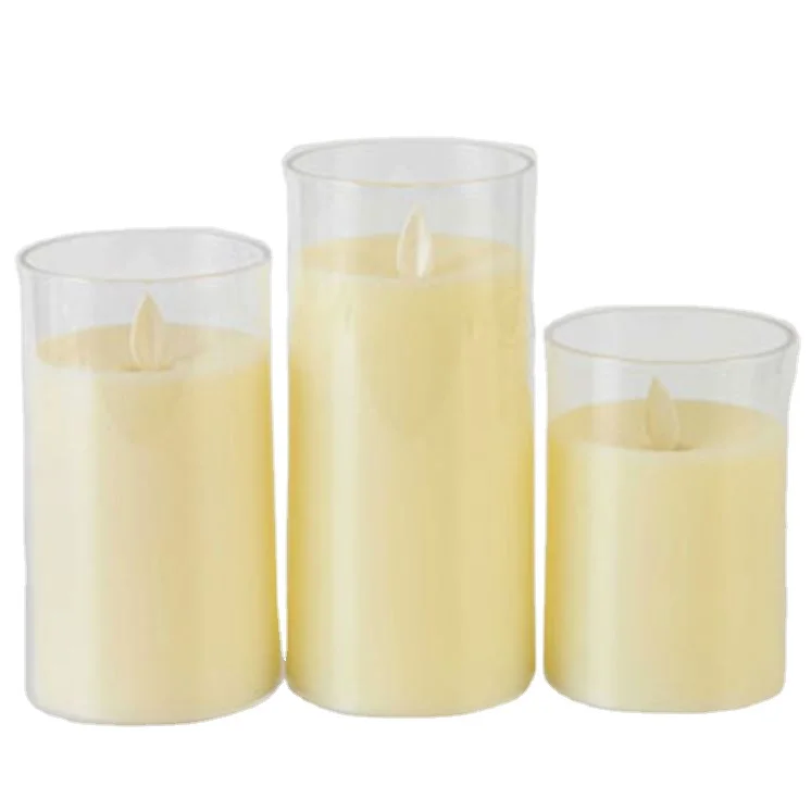 
Best Sale Battery Operated LED Flameless plastic Pillar Candles in Cream with flickering wick 