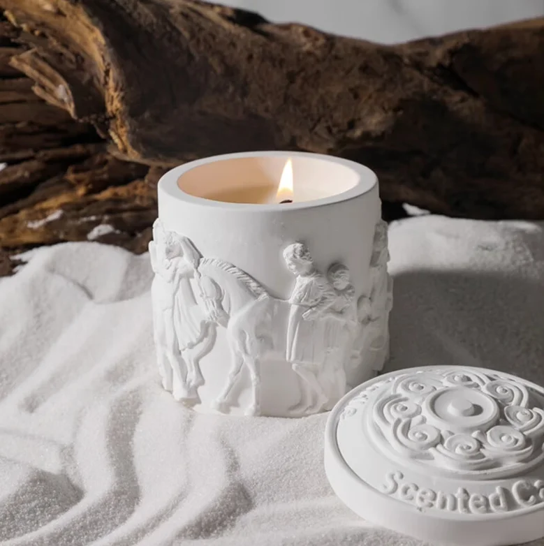 Wholesale Private Label Luxury Gypsum Jar Scented Soy Wax Candle Beeswax Roman Candle Gift for Women for Home Decor Bars Diwali