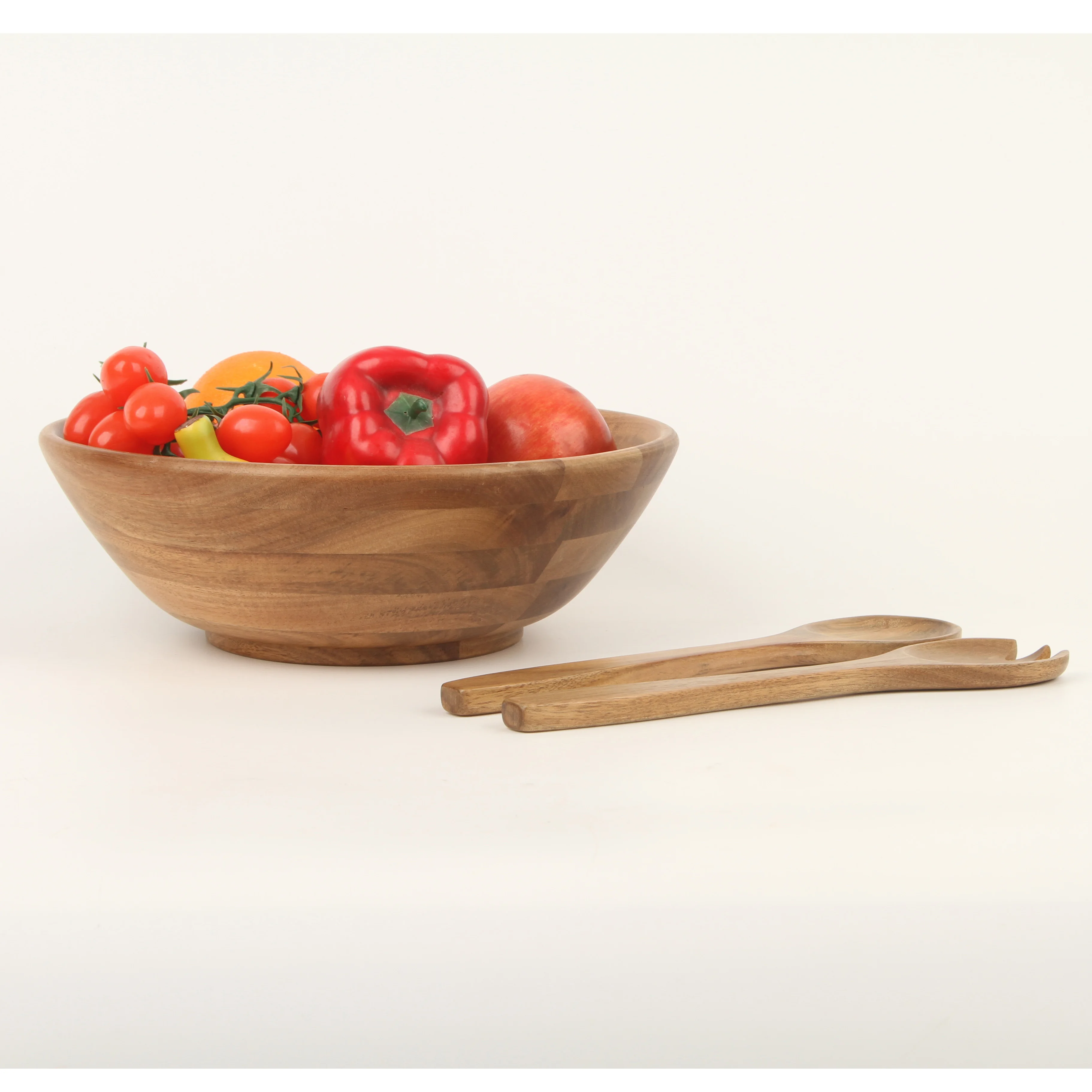 12 inch Acacia Wood Salad Serving Bowl, Wood fruit bowl
