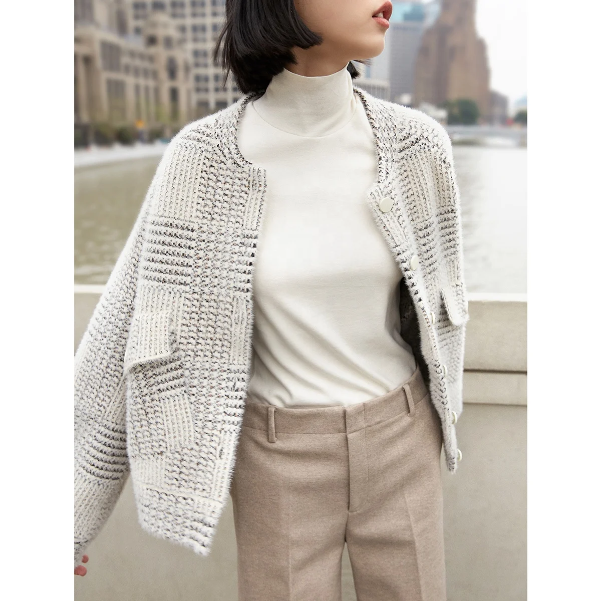 
Naivee winter autumn soft short fashion coat jacket for women ladies 