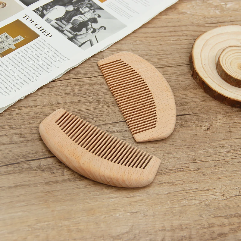 Amazon Hot Sale Custom Biodegradable Natural Wood Wide Tooth Hair Grooming Wooden Comb