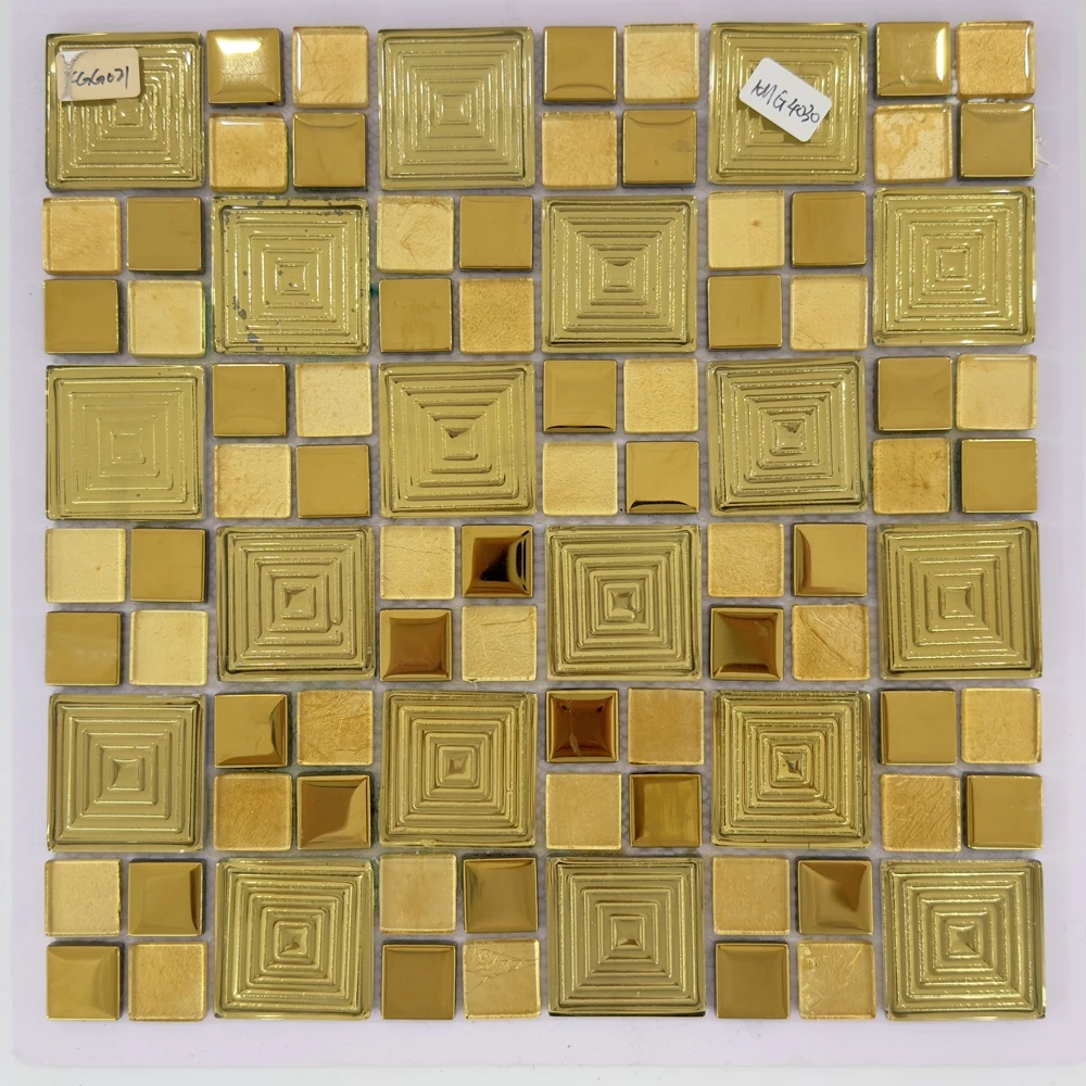 Modern Design Luxury Gold Color Decorative Strip Look Glass Mosaic Ceramic Wall Tile for Bathroom Wall