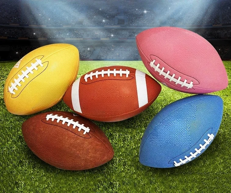 Custom Rugby Ball Size 9 Factory Price PU Leather Reflect Light American Football for OEM Official Game Use