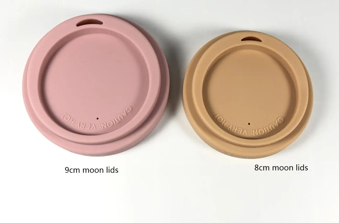 Ready to ship 8cm and 9cm moon shape silicon mug cup lid silicone coffee cup lid cup cover