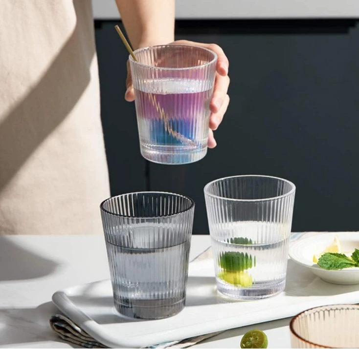 hot sale design 300ml lines reusable polycarbonate plastic glass cup plastic for water