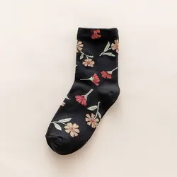 Middle tube South Korea Dongdaemun forest series cute womens cartoon flower socks