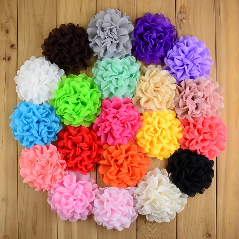 20Colors of Frany Singed Chiffon Flower for Kid Headbands Hair Accessory 30pcs/lot Artificial Peony Headwear Flower