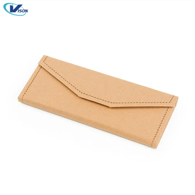 High Quality Sunglasses Box Triangle Handmade Folding Kraft Paper Glasses Case