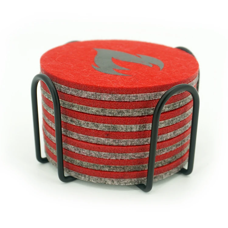 Sublimation hand round mug mat 6piece felt drink coaster set for business