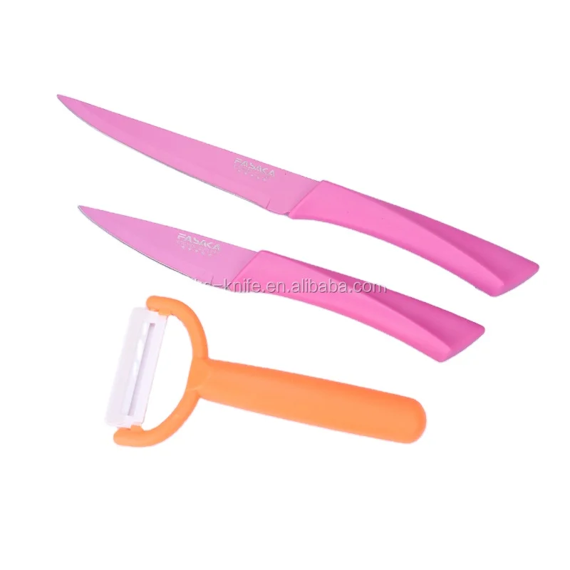 Wholesales Family Pack Stainless Steel Kitchen Knife Set Non-stick Coating Colorful Knife Set