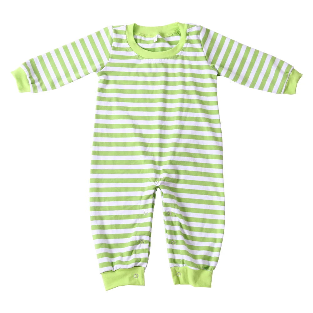 Low MOQ Baby Onesie Pjs Boutique Stripe Long Sleeve Winter Overalls Christmas Pajamas Romper