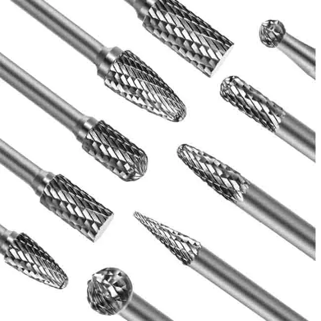 Hot Sale cost-effective High Quality 10pcs Rotary carbide burr Tungsten Set 6-12mm Head 6mm 1/4 Inch Shank