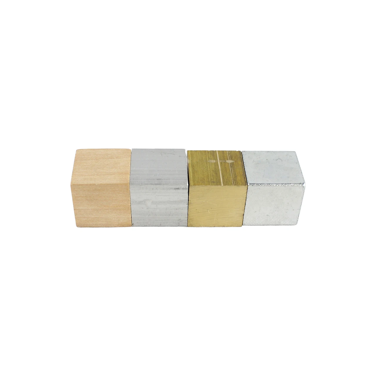 Cube Group Density Blocks (Copper, Iron, Aluminum, Wood) for Physics Density Teaching