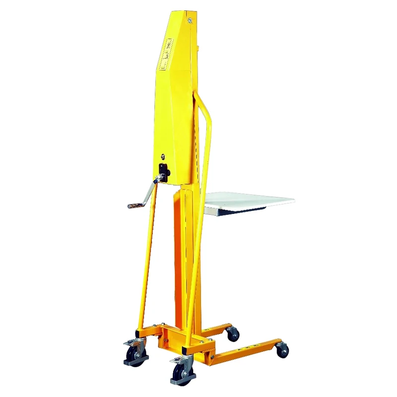 mingfeng mini manual winch stacker work positioner lifter