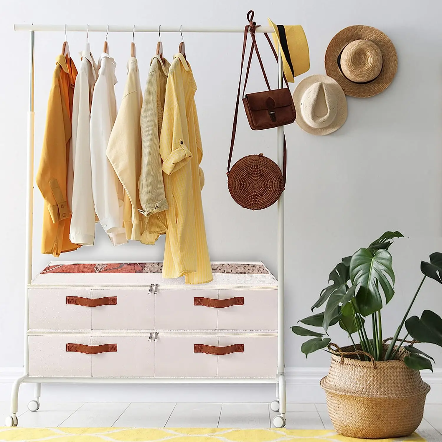 4-Pack Under-Bed Foldable Clothing Organizer Containers with Transparent Windows and 4 Reinforced Handles Bag Storage Solution