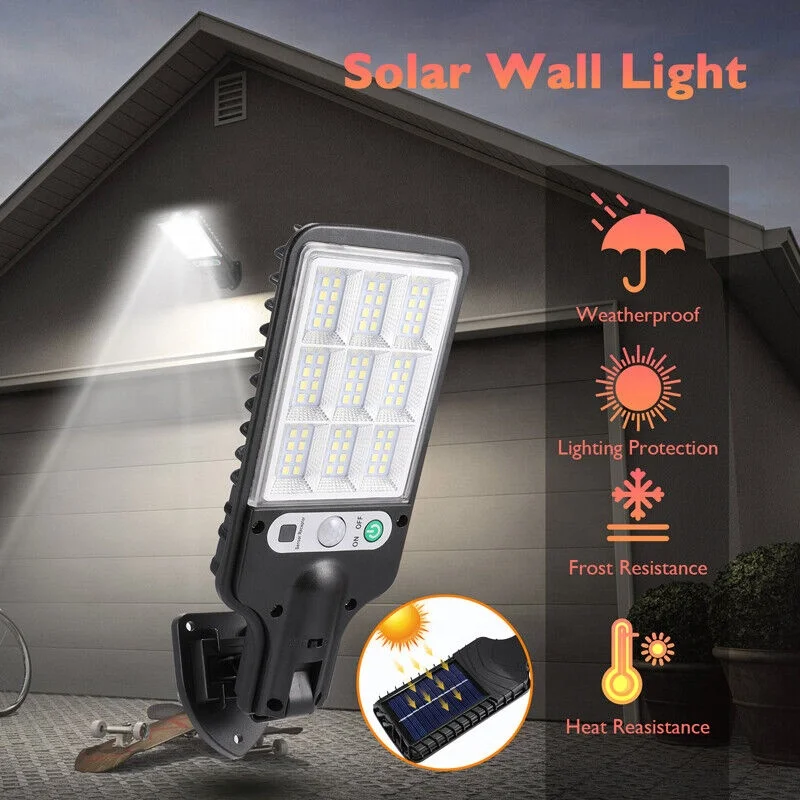 Solar Street Lights Outdoor Solar Lamp With 3 Light Mode Waterproof Motion Sensor Security Lighting for Garden Patio Path Yard