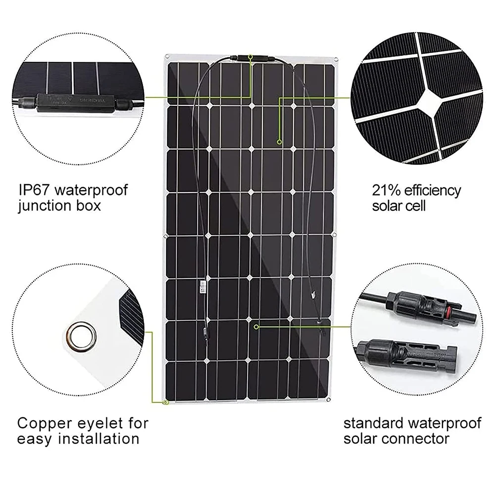 200W 240W 300W Flexible Solar Panel Monocrystalline Solar Panel with 40A Controller for Home