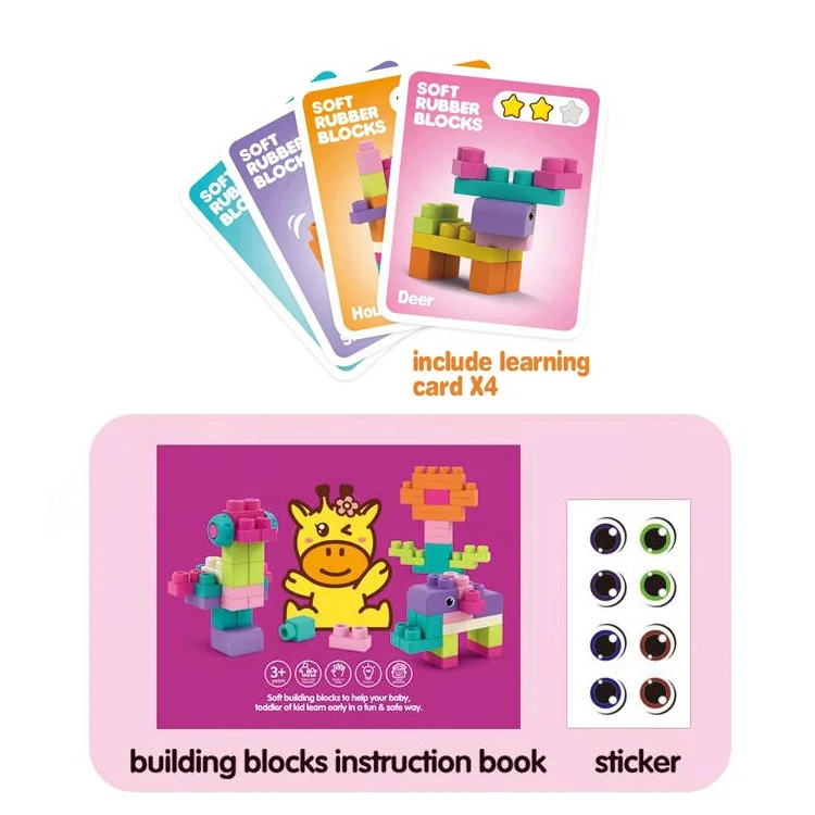 Hot selling 62PCS soft building blocks set other baby toys sticking learning diy soft play blocks for kids