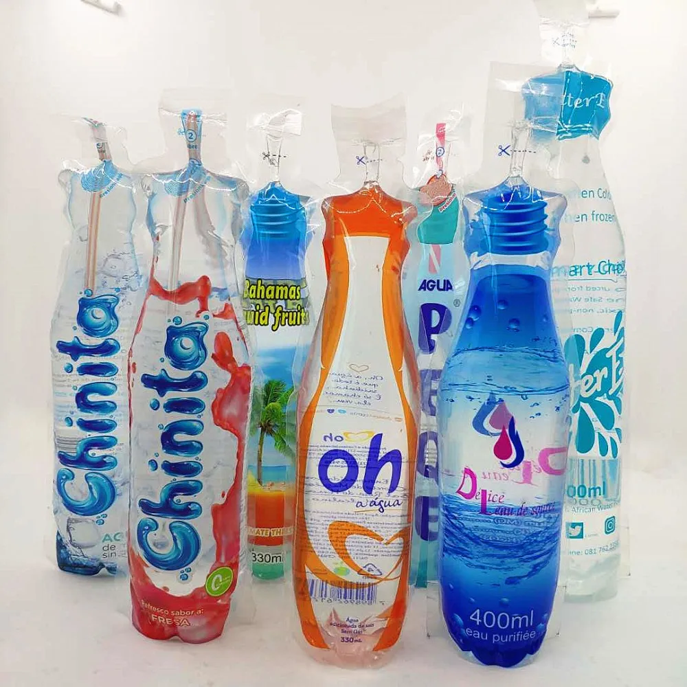 
laminated bags disposable bottle shape juice packing pouches for juice or water packing 