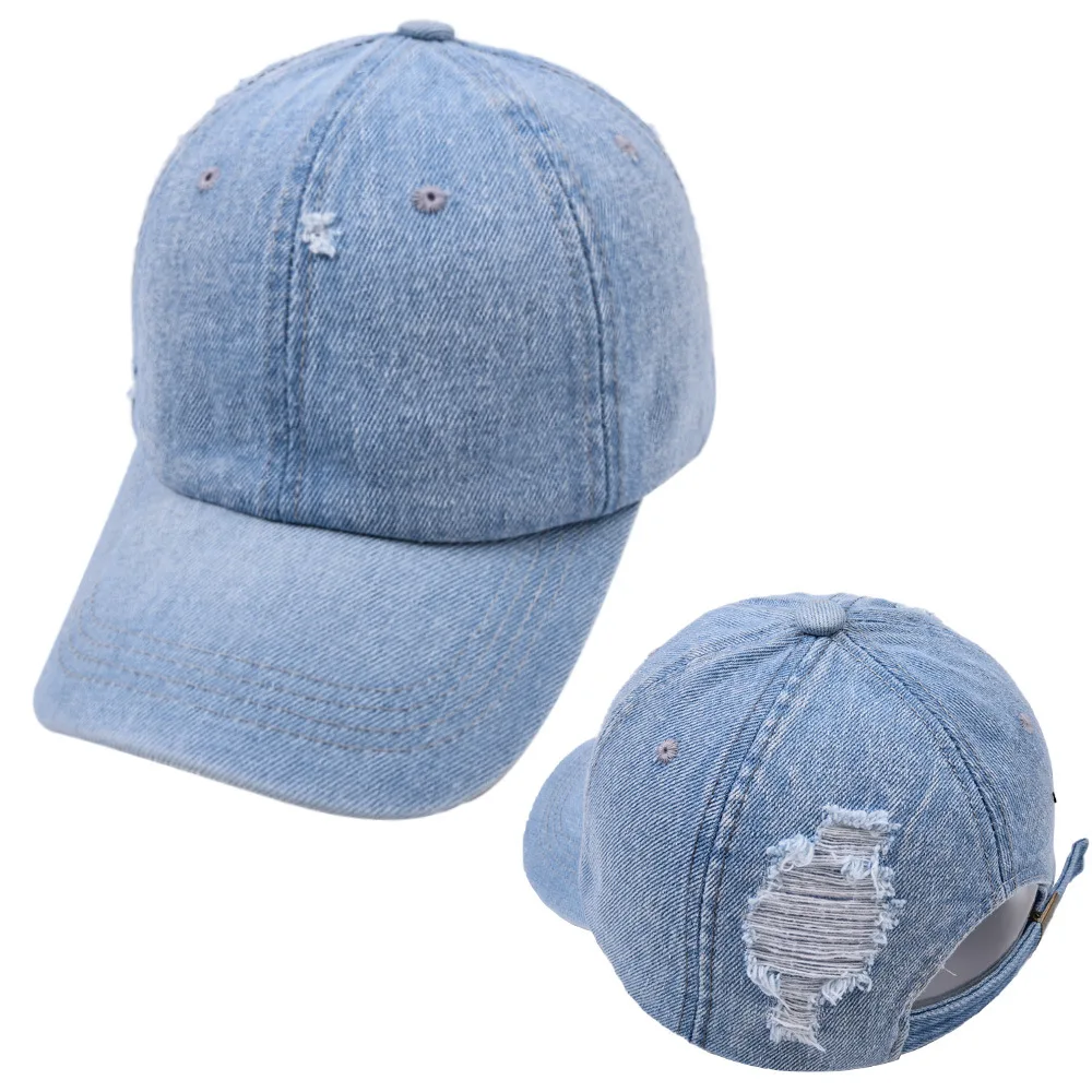 2024 Spring And Summer Blank Denim Sport Hat 2 types Vintage Distressed 6 panel Baseball Cap