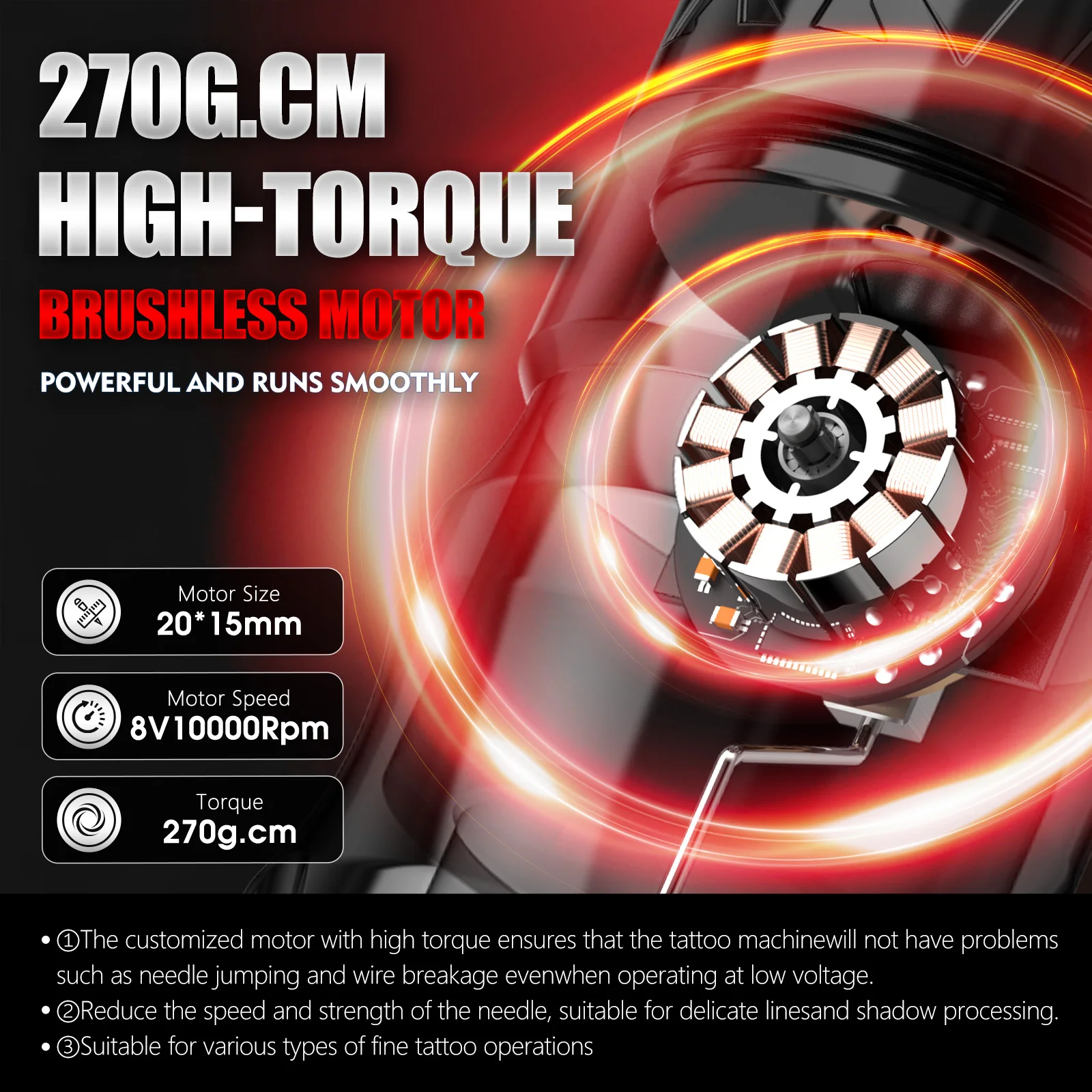 XNET Titan 270 2400mAh High Torque Brushless Motor Tattoo Gun 5.0mm/4.0mm Stroke Professional Wireless Tattoo Pen Machine