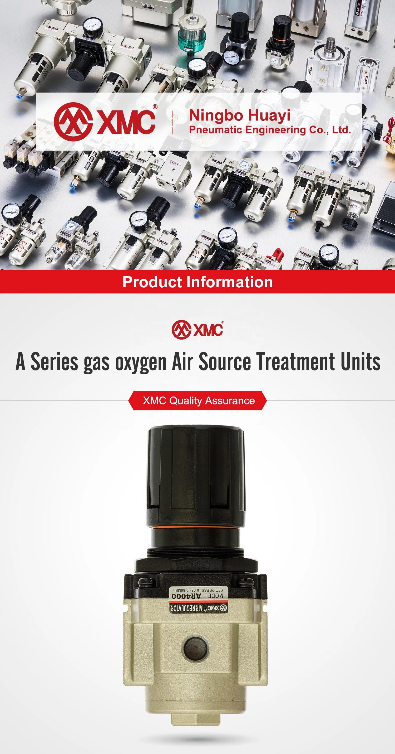 XMC AR4000-04 air regulator pneumatic air flow control compressor pressure reducing gas regulators with pressure gauge