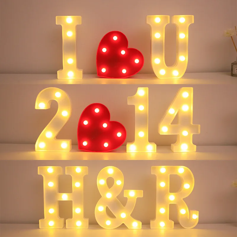 3D Alphabet Letters Number Lamp Led Luminous Lights Battery Night Light For Weddings Party Festive Days Home Bedroom Decoration