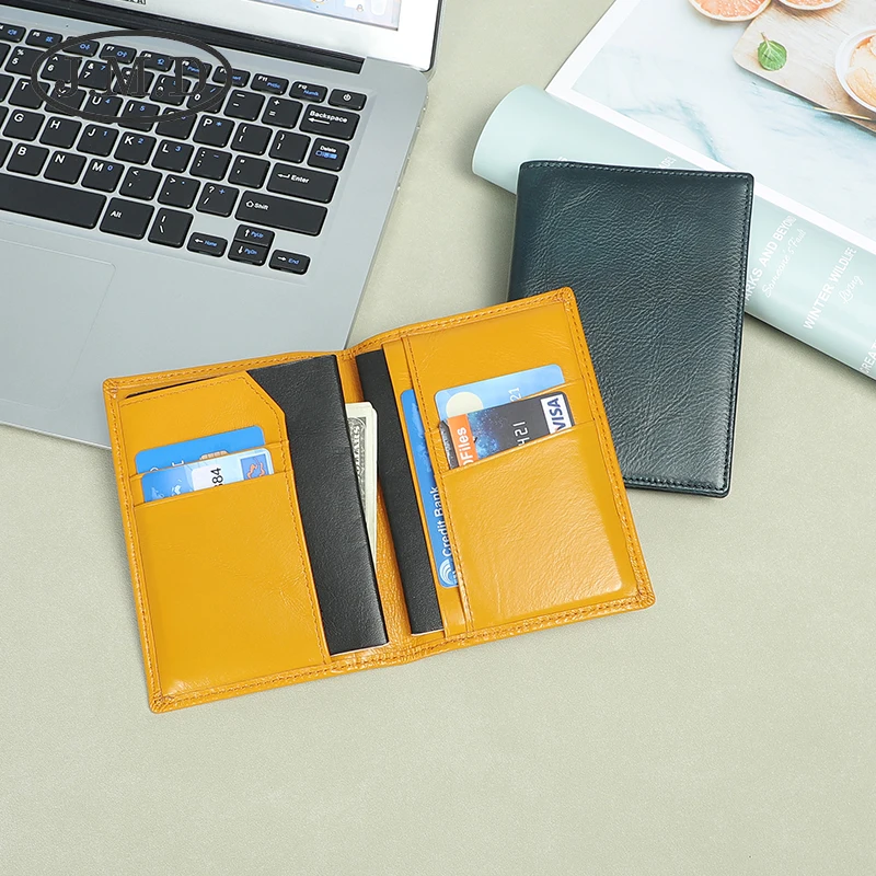 Cowhide vintage boarding card leather passport holder passport bag passport book wallet card bag