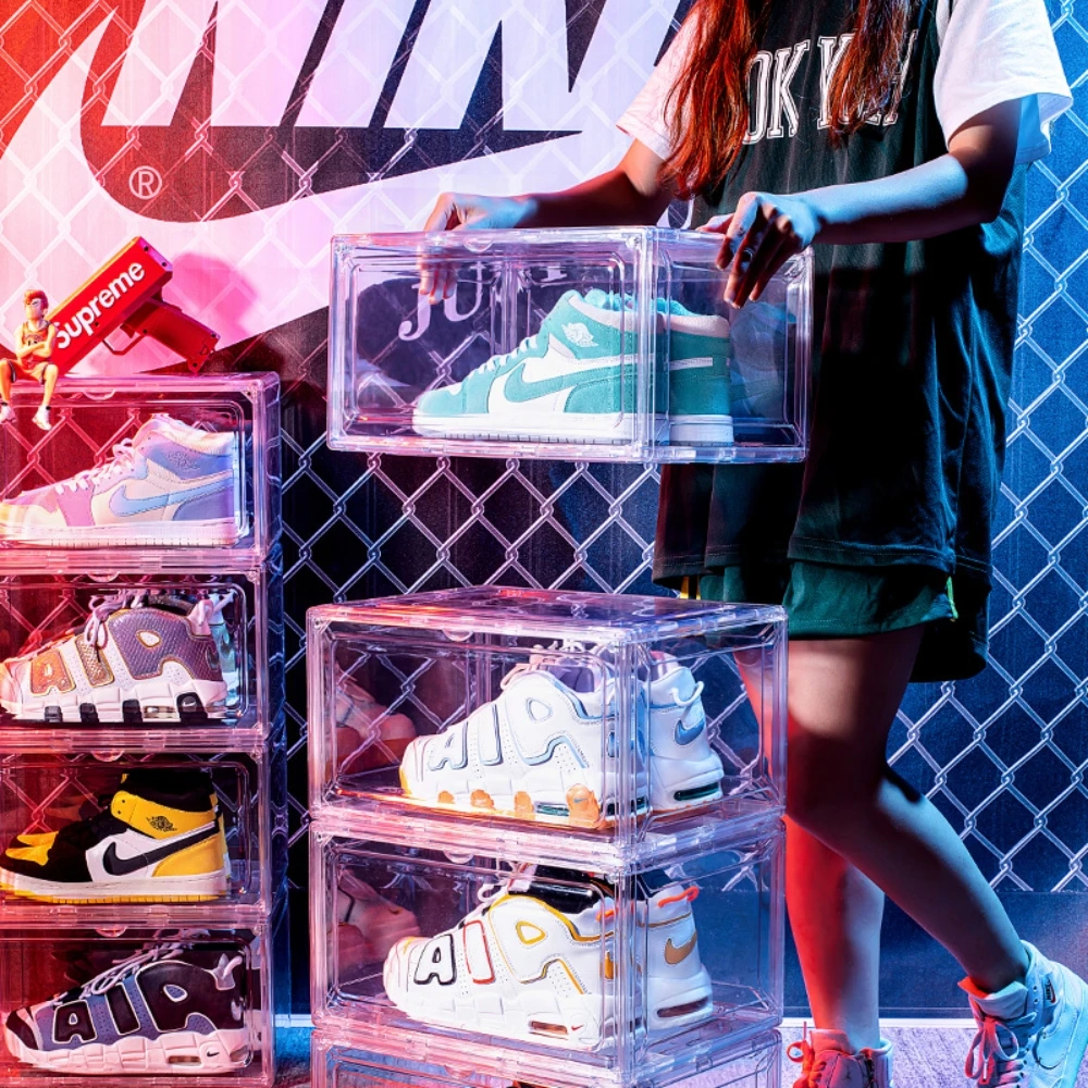 Plastic Shoe Box Transparent Stackable Shoes Bin Shoe Container Storage Boxes Clear