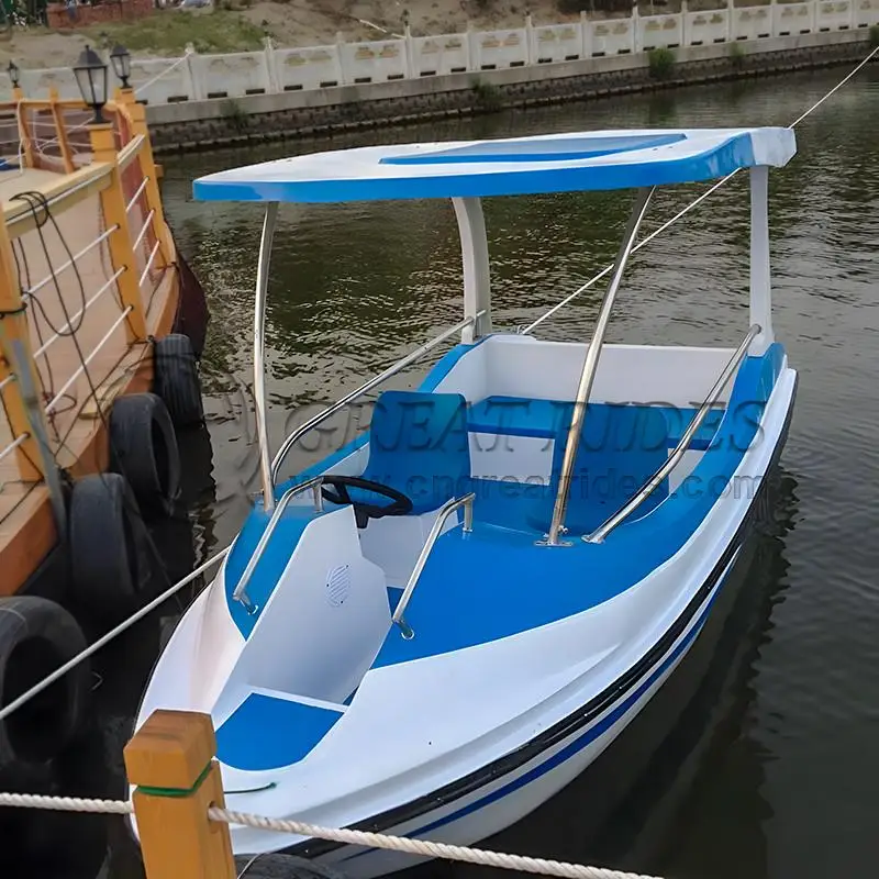 Wholesale New Style Mini 5 Passenger Fiberglass Boat Customized Cheaper Water Park Electric Boat