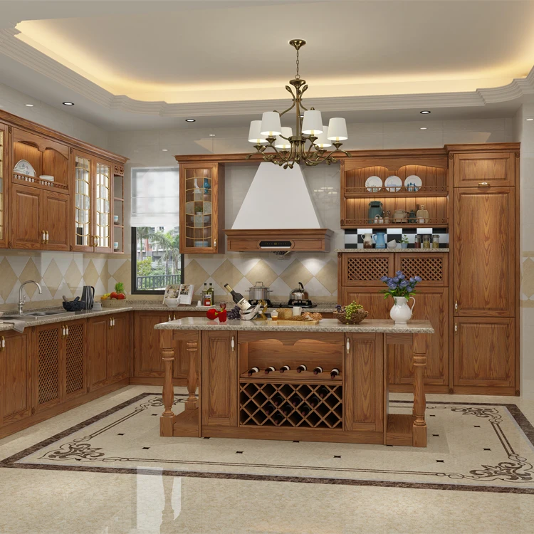 JOYEDA Customized furniture set photos of solid wood functional kitchen bar cabinet