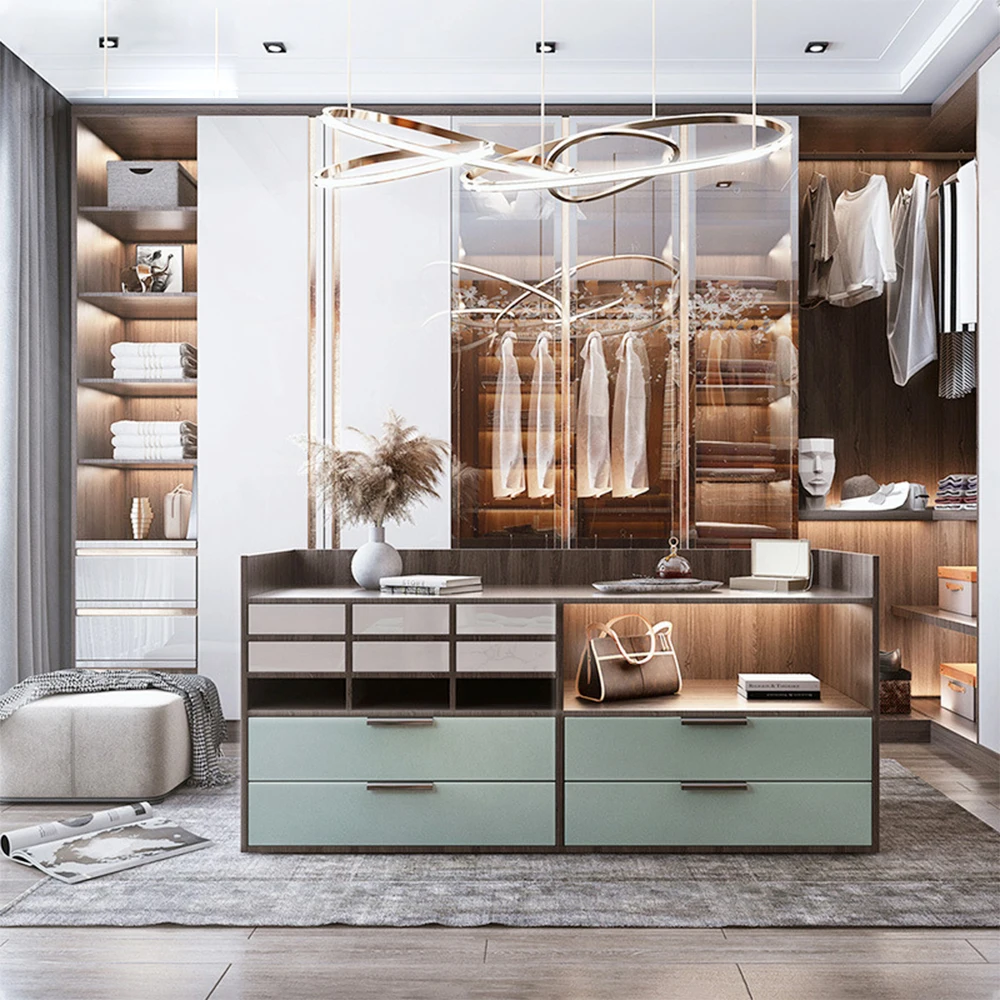 Customized Walk In Bedroom Closet Storage Cabinet Combination Floor To Ceiling Open Wardrobe