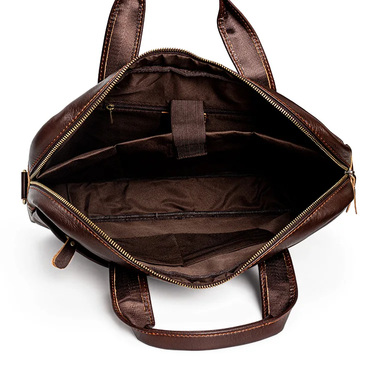 Wholesale Large Capacity Genuine Leather Luxury Designer Slim Laptop Business Briefcase