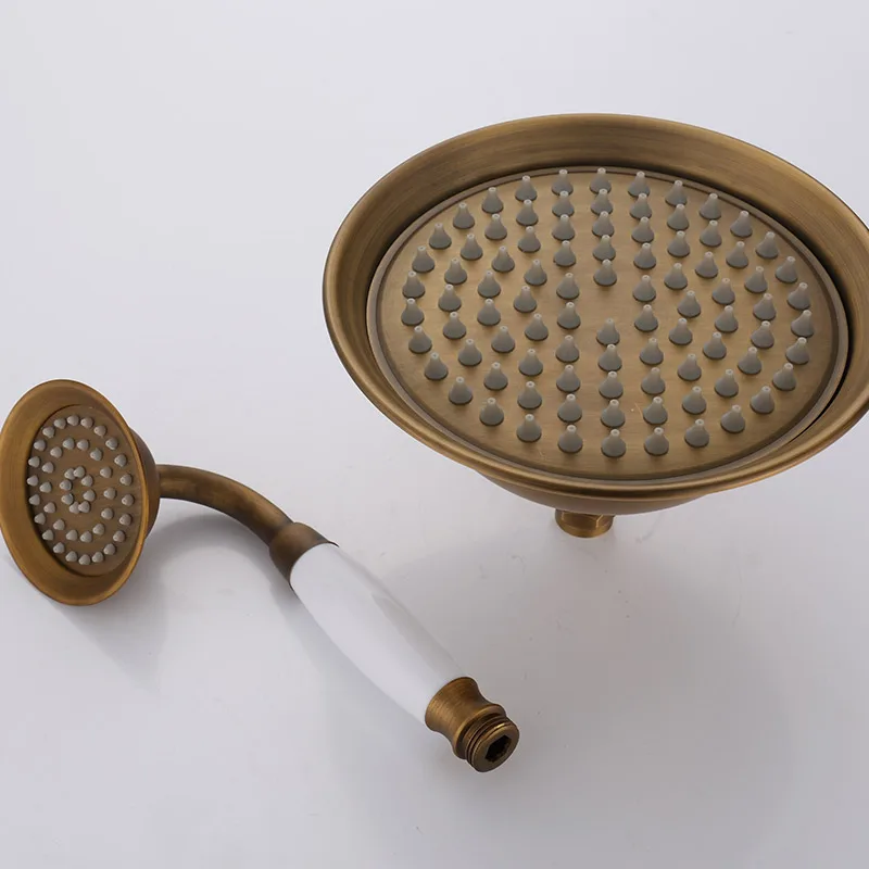 Best Selling Bathroom Exposed Shower Mixer Wall Mount Antique Brass Gold Rainfall Shower Faucet Set