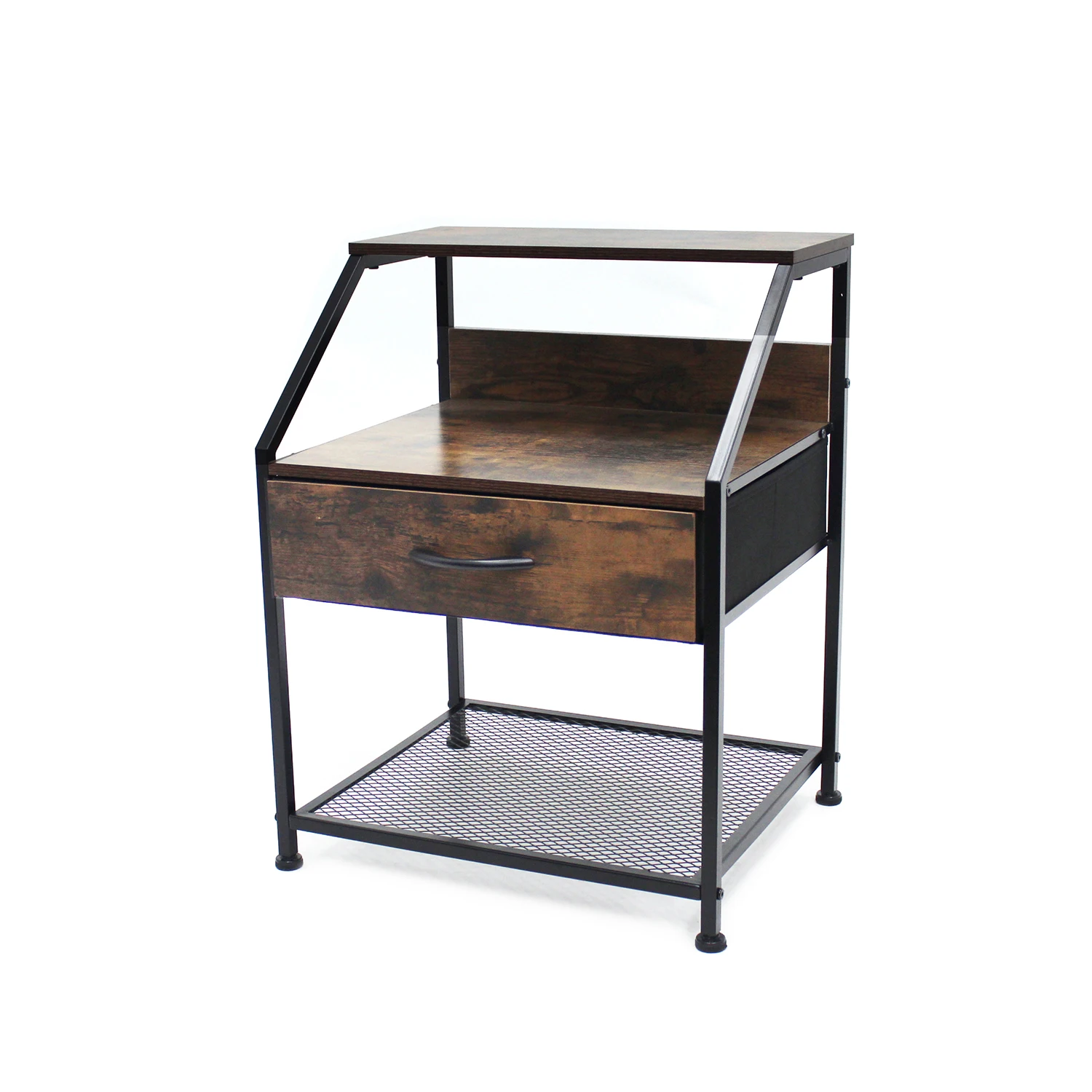 Customized bedroom furniture nightstands rustic style mdf fabric drawer nightstand table