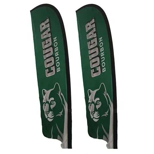 Premium Polyester Double Sided Teardrop Feather Shaped Beach Flags Banners For Trade Show