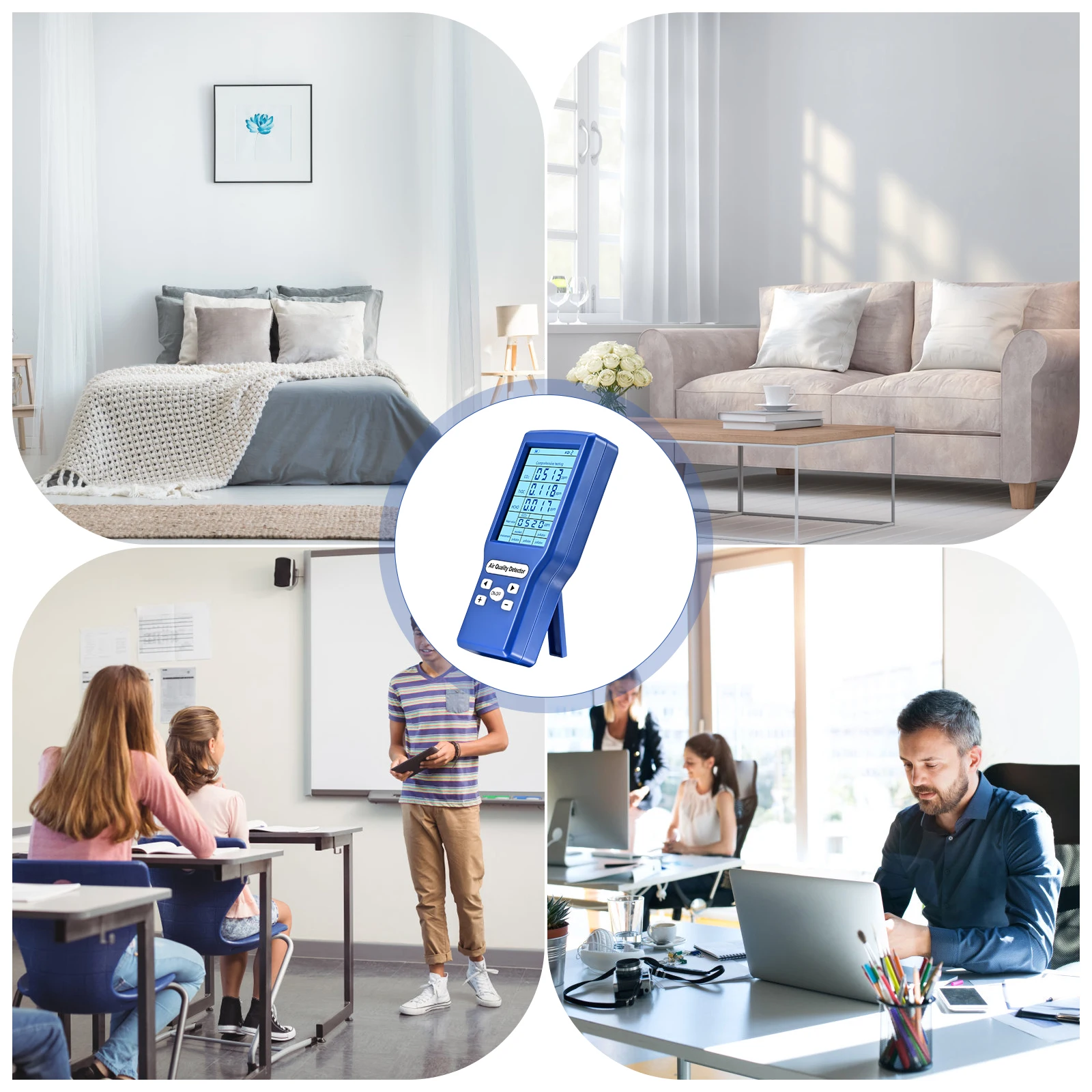 Cheap flow detection technology monitoring equipment handheld HCHO TVOC CO2 AQI air quality monitor