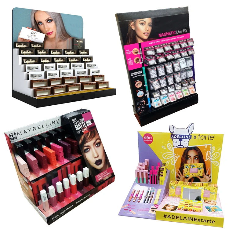 Customized  drinks sweet candy toy makeup necklace products table display cardboard pdq counter display boxes for supermarket