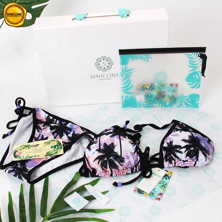 Sinicline new arrivals full set swimwear package bikini plastic bags with oceanic design customized