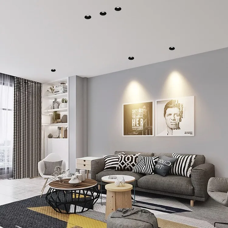 White Black Anti-Glare spot lights ceiling LED Down light Square 12W 15W Trimless Recessed Down Light For Hotel Downlights