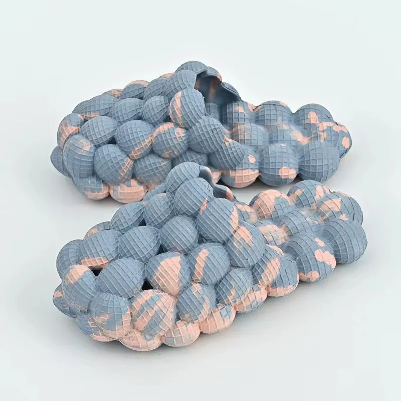 High Quality 3CM Thick Soft Sole Tie Dye Foam Bubble EVA Slides Slippers for Women Men
